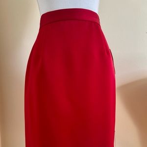 OLEG CASSINI BLACKTIE RED SATIN PENCIL SKIRT SIZE 12 TAGS STILL ATTACHED!